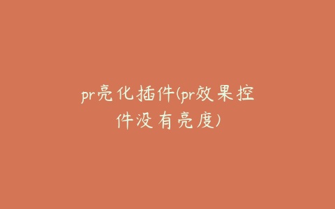 pr亮化插件(pr效果控件没有亮度)