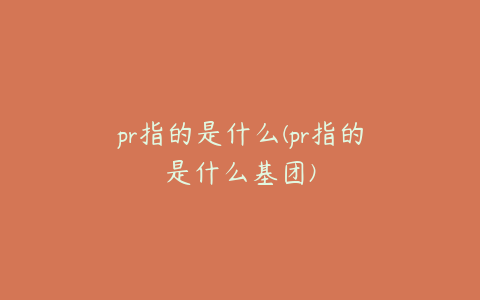 pr指的是什么(pr指的是什么基团)