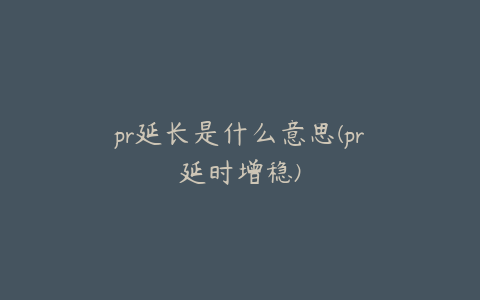 pr延长是什么意思(pr延时增稳)