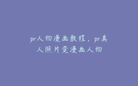 pr人物漫画教程，pr真人照片变漫画人物