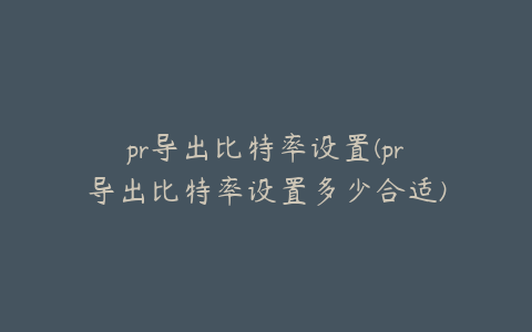 pr导出比特率设置(pr导出比特率设置多少合适)