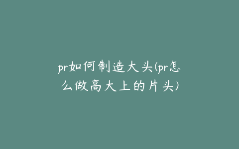 pr如何制造大头(pr怎么做高大上的片头)