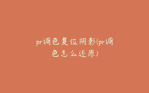 pr调色复位阴影(pr调色怎么还原)