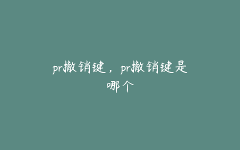 pr撤销键，pr撤销键是哪个