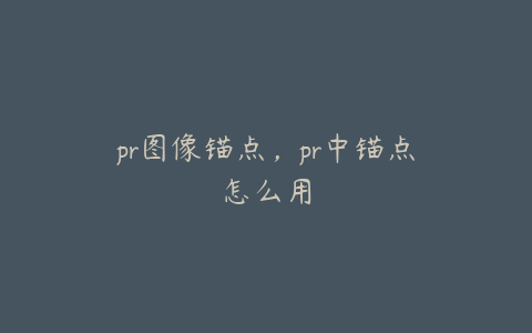 pr图像锚点，pr中锚点怎么用