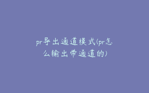 pr导出通道模式(pr怎么输出带通道的)