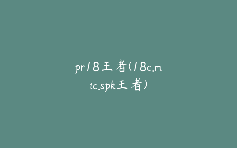 pr18王者(18c.mic.spk王者)