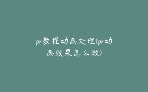 pr教程动画处理(pr动画效果怎么做)