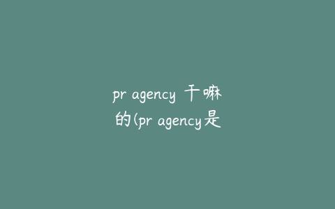 pr agency 干嘛的(pr agency是什么工作)