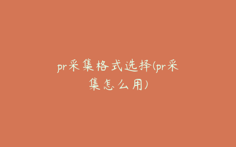 pr采集格式选择(pr采集怎么用)