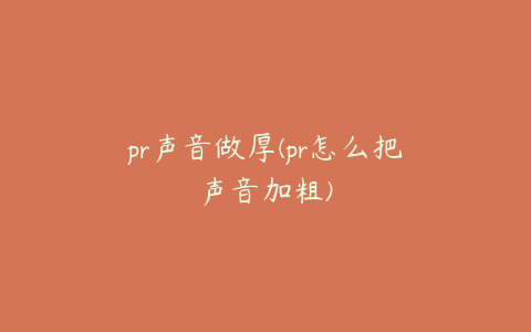 pr声音做厚(pr怎么把声音加粗)