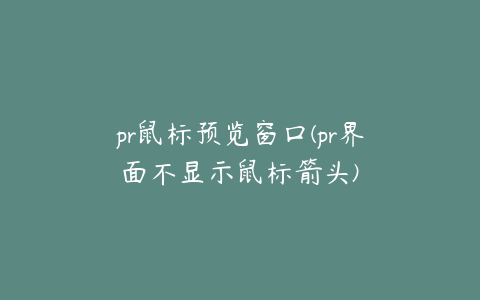 pr鼠标预览窗口(pr界面不显示鼠标箭头)