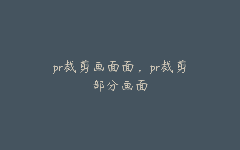 pr裁剪画面面，pr裁剪部分画面