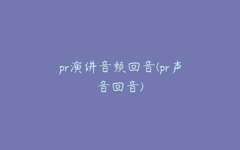 pr演讲音频回音(pr声音回音)