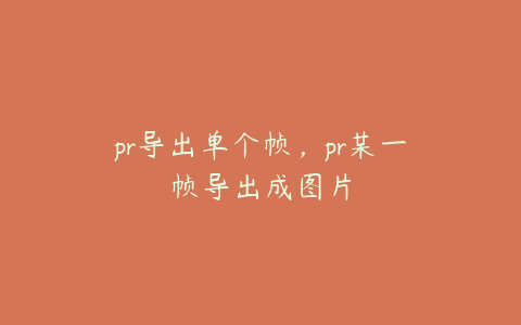 pr导出单个帧，pr某一帧导出成图片