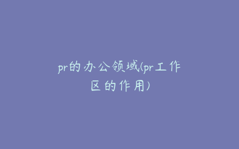 pr的办公领域(pr工作区的作用)