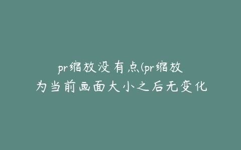 pr缩放没有点(pr缩放为当前画面大小之后无变化)