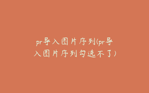 pr导入图片序列(pr导入图片序列勾选不了)