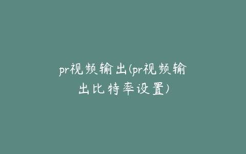 pr视频输出(pr视频输出比特率设置)