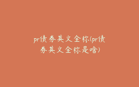 pr债券英文全称(pr债券英文全称是啥)