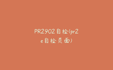 PR2902自检(pr2e自检页面)