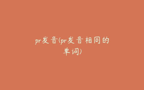 pr发音(pr发音相同的单词)