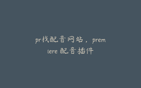 pr找配音网站，premiere 配音插件