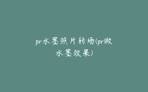 pr水墨照片转场(pr做水墨效果)