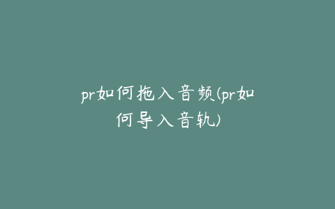 pr如何拖入音频(pr如何导入音轨)