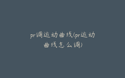 pr调运动曲线(pr运动曲线怎么调)