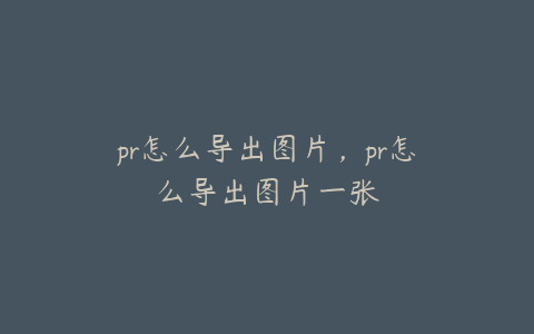 pr怎么导出图片，pr怎么导出图片一张