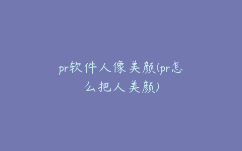 pr软件人像美颜(pr怎么把人美颜)