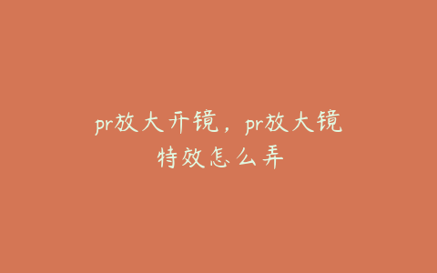 pr放大开镜，pr放大镜特效怎么弄