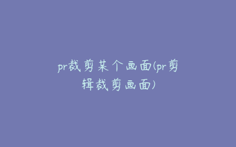 pr裁剪某个画面(pr剪辑裁剪画面)