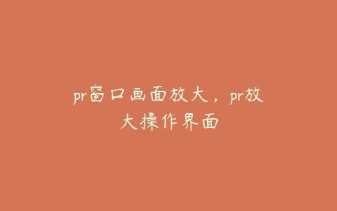 pr窗口画面放大，pr放大操作界面