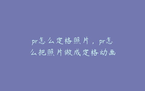 pr怎么定格照片，pr怎么把照片做成定格动画