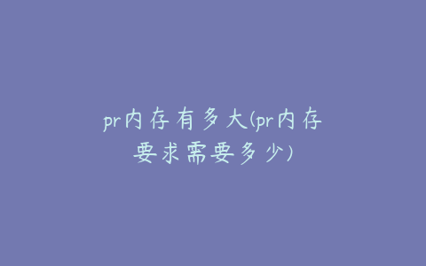 pr内存有多大(pr内存要求需要多少)