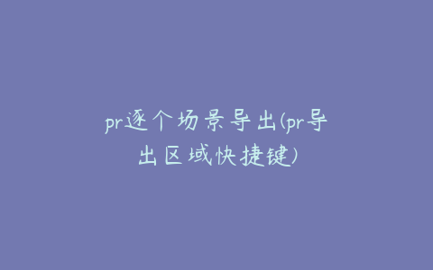 pr逐个场景导出(pr导出区域快捷键)