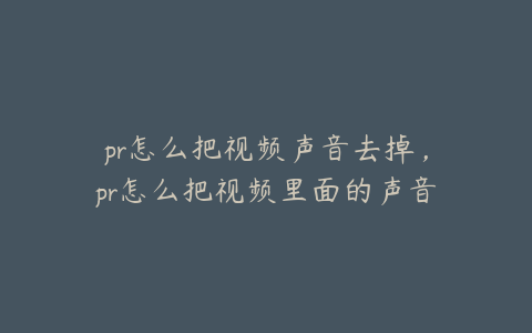 pr怎么把视频声音去掉，pr怎么把视频里面的声音去掉