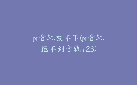 pr音轨放不下(pr音轨拖不到音轨123)