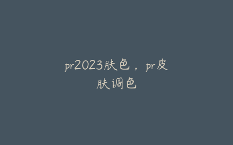 pr2023肤色，pr皮肤调色