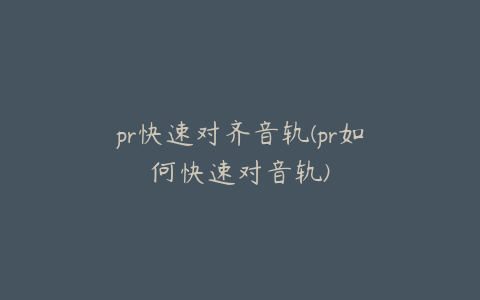 pr快速对齐音轨(pr如何快速对音轨)