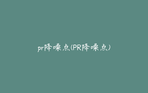 pr降噪点(PR降噪点)