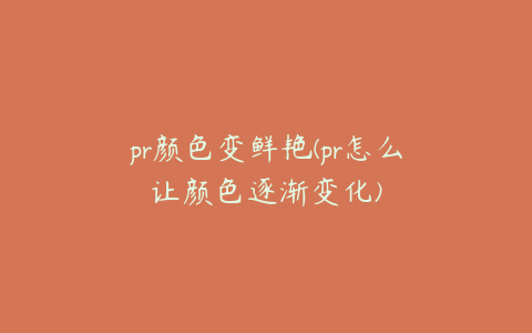 pr颜色变鲜艳(pr怎么让颜色逐渐变化)