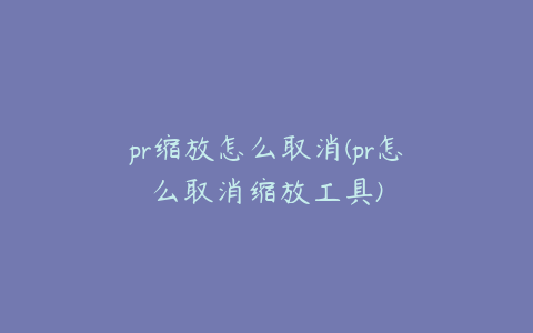 pr缩放怎么取消(pr怎么取消缩放工具)