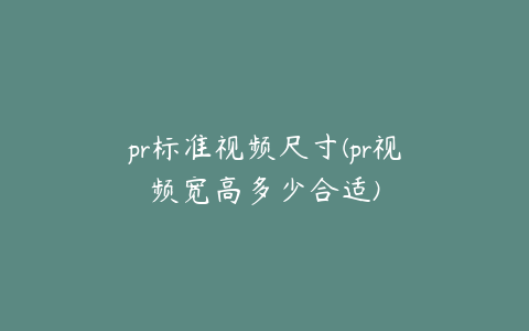 pr标准视频尺寸(pr视频宽高多少合适)