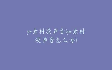 pr素材没声音(pr素材没声音怎么办)