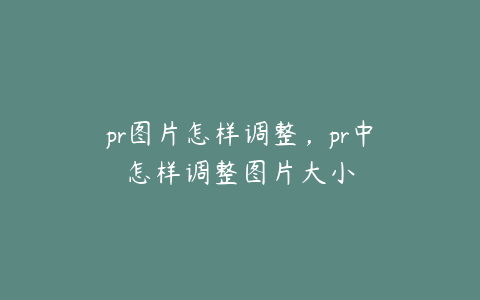 pr图片怎样调整，pr中怎样调整图片大小