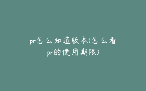 pr怎么知道版本(怎么看pr的使用期限)