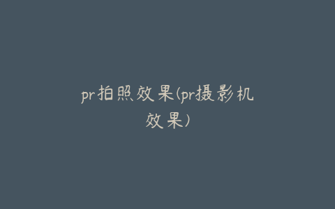 pr拍照效果(pr摄影机效果)